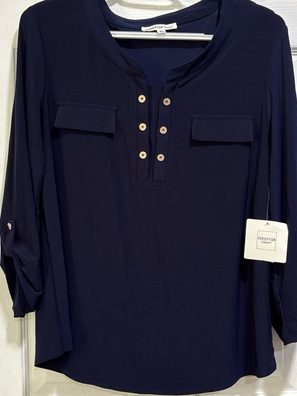 PerSeption Concept Men’s Navy Henley-Style Polo Shirt